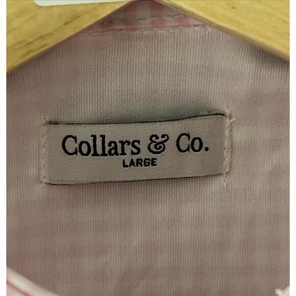 Collars & Co Polo Shirt Mens Large Pink Gingham Performance Golf Dress Collar - Picture 6 of 8